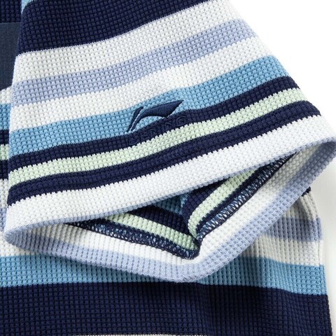 LI-NING李宁2025男子短袖文化衫针织无领短TAHSV493-2