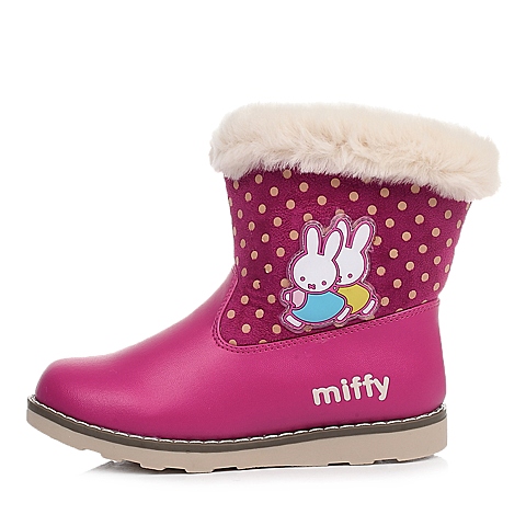 MIFFY/米菲童鞋冬季PU/纺织物桃红女中童童靴雪地靴DM0189