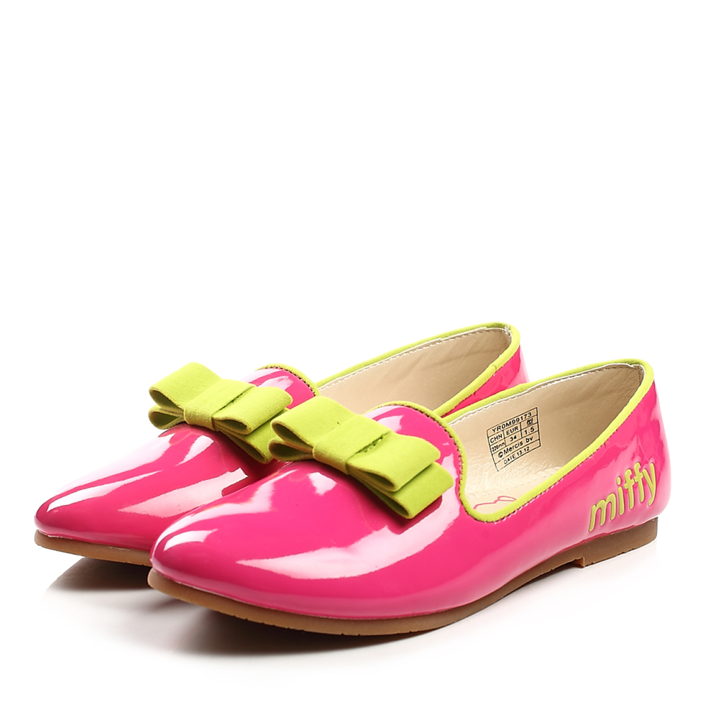 MIFFY/米菲童鞋年春秋季桃红PU女中童皮鞋乐福鞋亲子母女鞋M99173