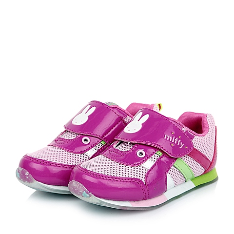 MIFFY/米菲童鞋春季新款PU/网布桃红女小童运动鞋跑步鞋DM0297