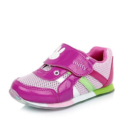 MIFFY/米菲童鞋春季新款PU/网布桃红女小童运动鞋跑步鞋DM0297
