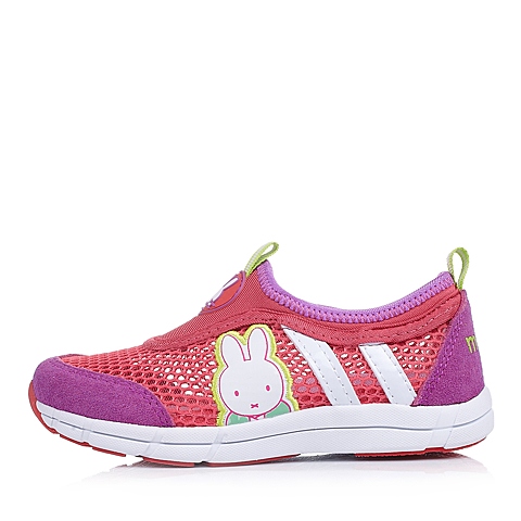miffy/米菲童鞋春季新款反毛皮/pu/织物红色女小童休闲鞋dm0312