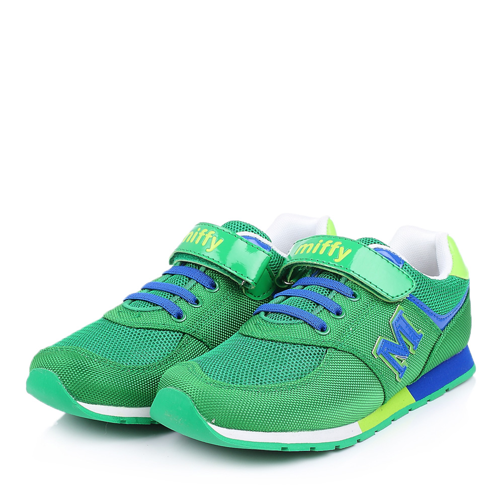 MIFFY/米菲童鞋2015春季新款PU/织物绿色男大童跑步鞋DM0322