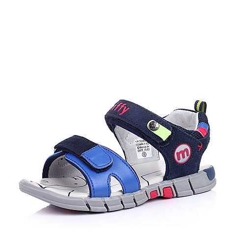 MIFFY/米菲童鞋2015夏季反毛皮/PU蓝色男中童沙滩凉鞋DM0367