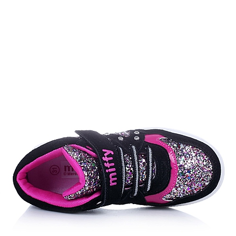 MIFFY/米菲童鞋2015秋季新品黑色反毛皮/PU女小中童休闲鞋板鞋DM0429