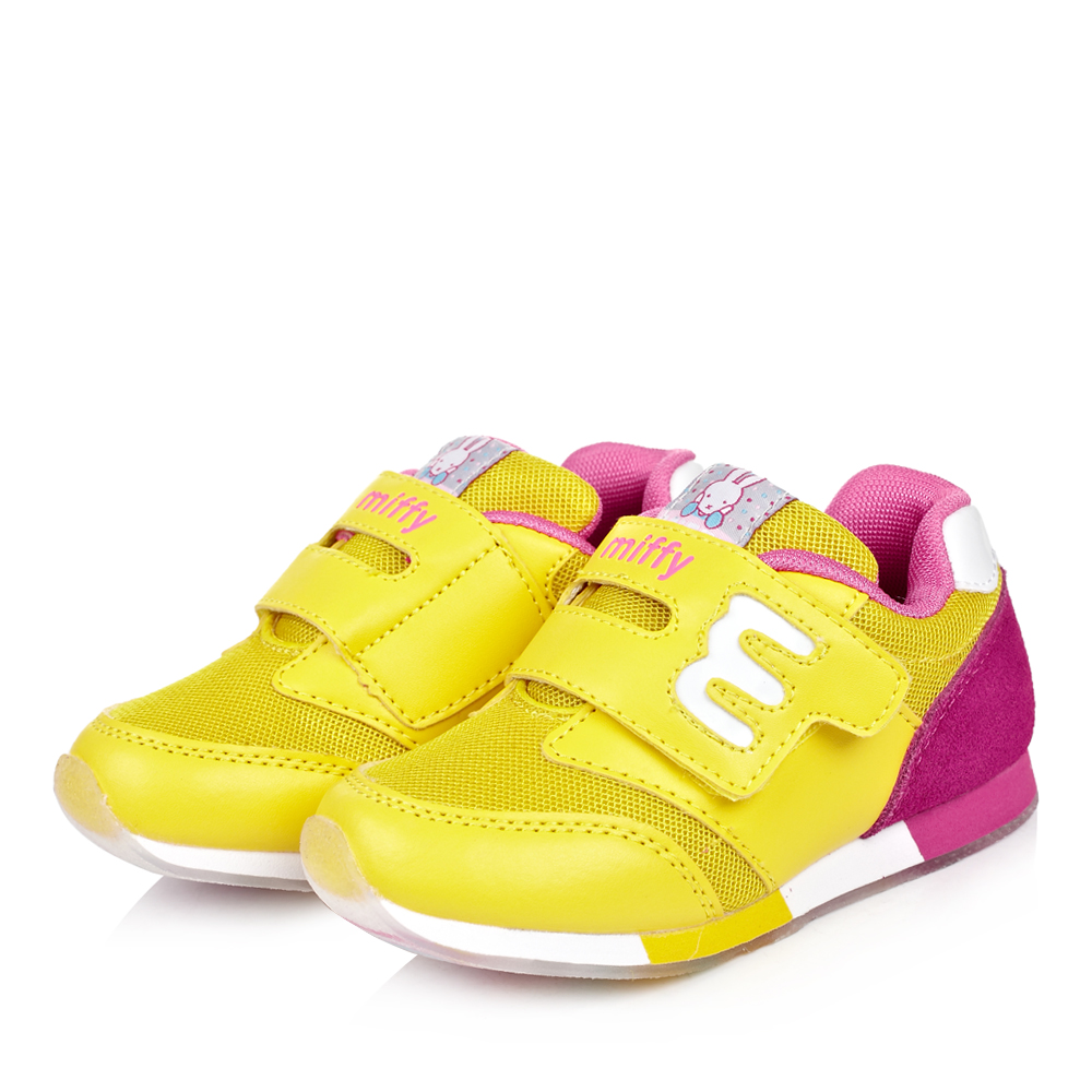miffy米菲童鞋2015秋季新品黄色反毛皮pu网布女小童跑步鞋dm0419