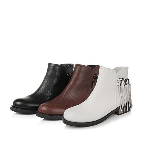 millie's/妙丽冬季专柜同款啡色羊皮/牛皮女短靴(皮里)LCC47DD5