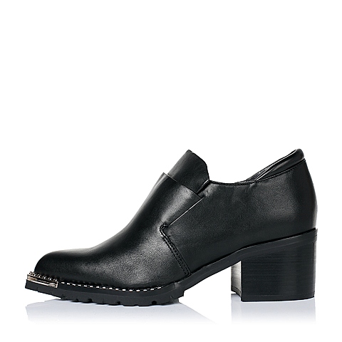 millie's/妙丽专柜同款牛皮时尚简约粗跟女深口单鞋LB425CM6