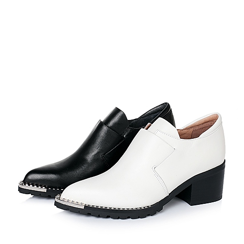 millie's/妙丽专柜同款牛皮时尚简约粗跟女深口单鞋LB425CM6