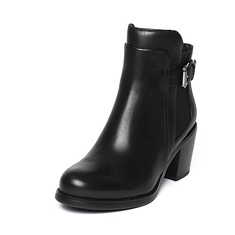 millie's/妙丽冬季专柜同款牛皮时尚皮带扣高跟女短靴LQE59DD6