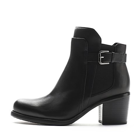 millie's/妙丽冬季专柜同款牛皮时尚皮带扣高跟女短靴LQE59DD6