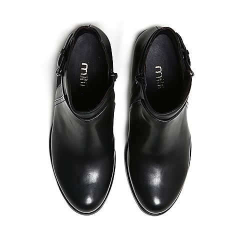 millie's/妙丽冬季专柜同款牛皮时尚皮带扣高跟女短靴LQE59DD6