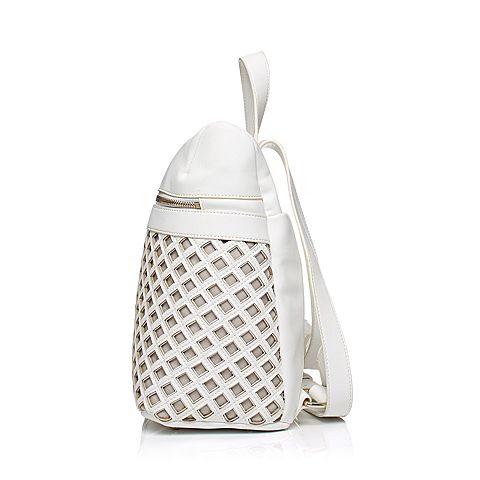 millie's/妙丽春专柜同款白色时尚镂空休闲双肩背包X0465AX6