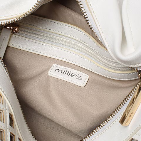 millie's/妙丽春专柜同款白色时尚镂空休闲双肩背包X0465AX6