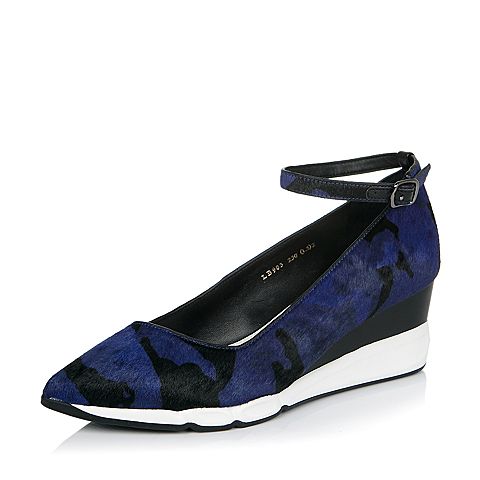 millie's/妙丽秋季专柜同款马毛牛皮坡跟女浅口单鞋LB903CQ6