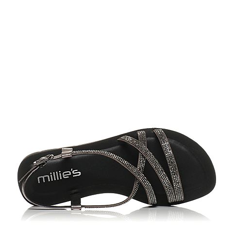 millie's/妙丽夏季专柜同款牛皮时尚平底女凉鞋17027BL7