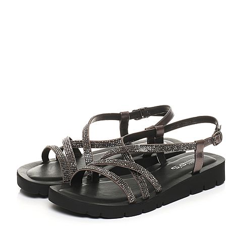 millie's/妙丽夏季专柜同款牛皮时尚平底女凉鞋17027BL7