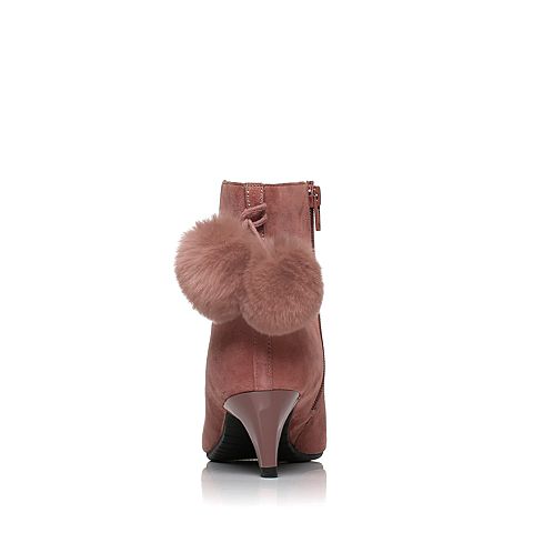 millie's/妙丽冬季专柜同款羊绒兔毛时尚猫跟女短靴LR943DD7
