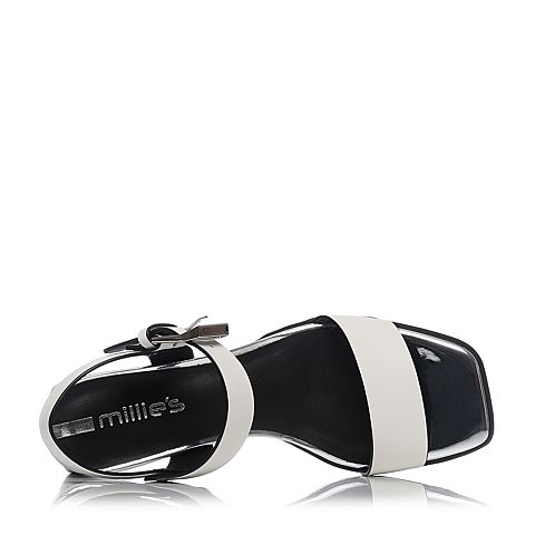 millie's/妙丽夏季专柜同款牛皮时尚方跟女凉鞋LU804BL8