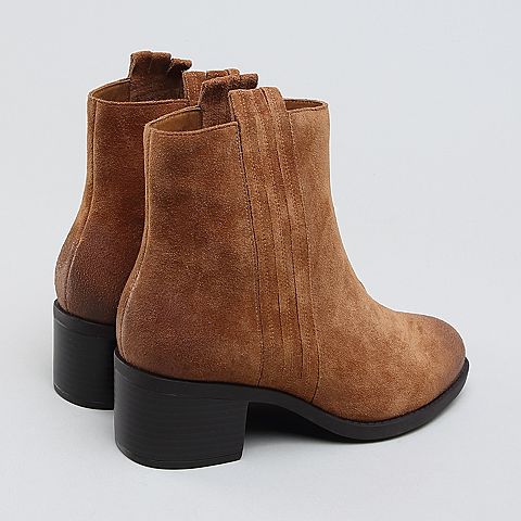 millie's/妙丽冬季专柜同款牛皮时尚粗跟女短靴LX540DD8