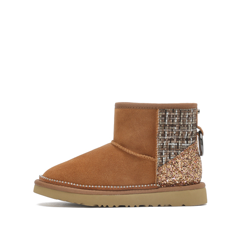 millie's/妙丽冬季新款牛剖皮时尚休闲雪地靴女短靴MT003DD0