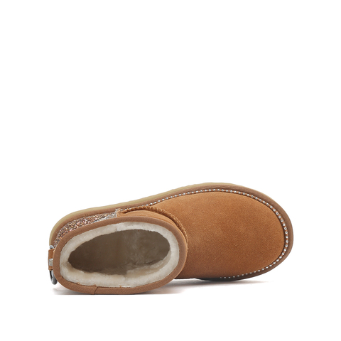 millie's/妙丽冬季新款牛剖皮时尚休闲雪地靴女短靴MT003DD0