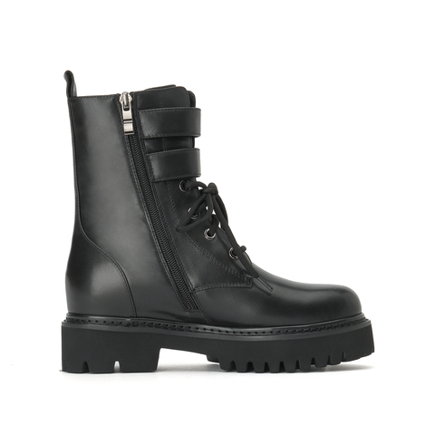 millie's/妙丽2021冬季新款牛皮时尚马丁靴女中靴0755DDZ1