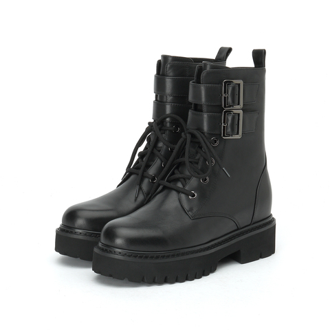 millie's/妙丽2021冬季新款牛皮时尚马丁靴女中靴0755DDZ1