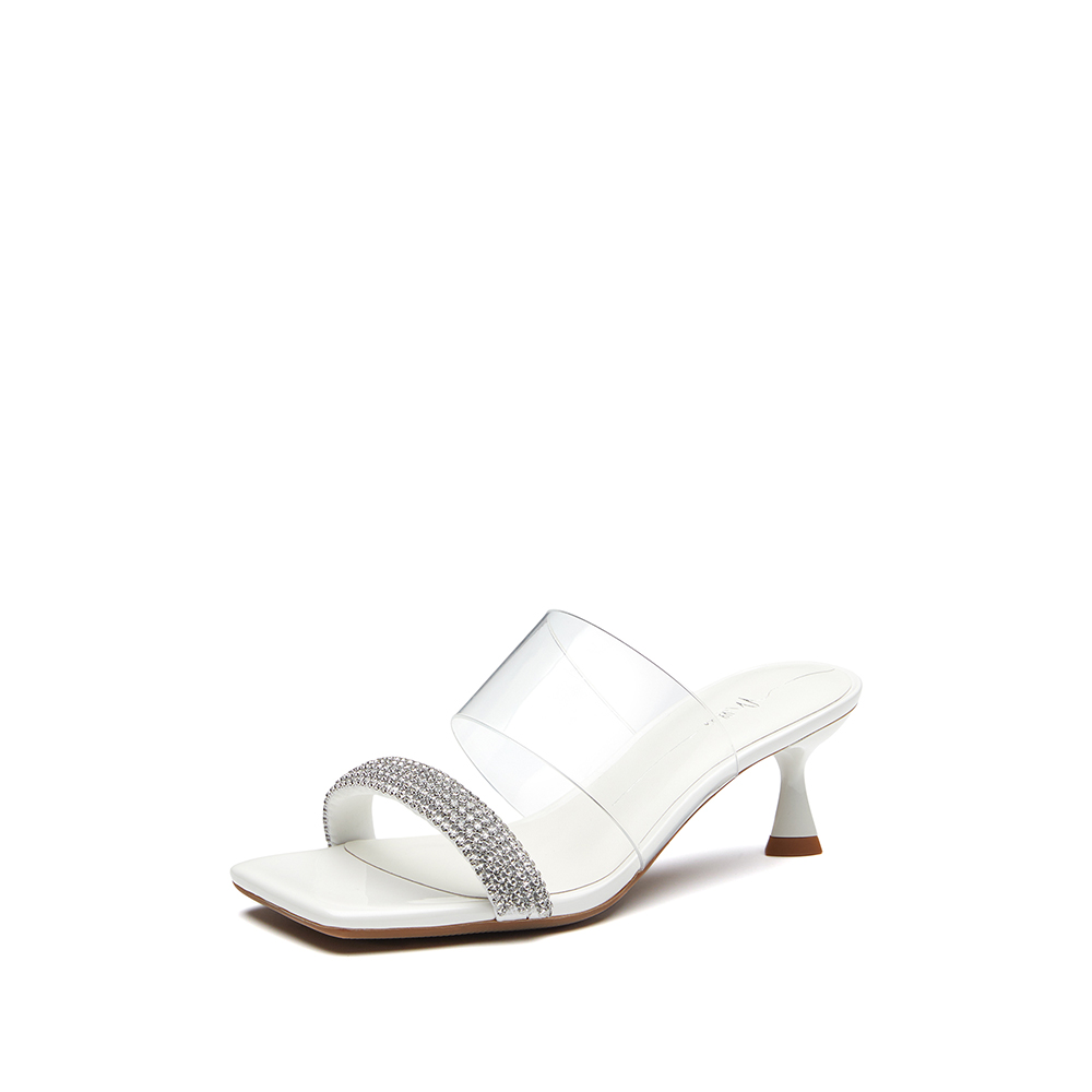 millie's妙丽2022夏商场同款镶钻时尚优雅高跟女凉拖鞋SBC12BT2