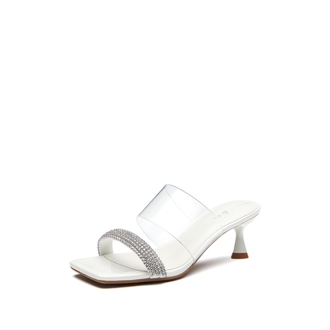 millie's妙丽2022夏商场同款镶钻时尚优雅高跟女凉拖鞋SBC12BT2