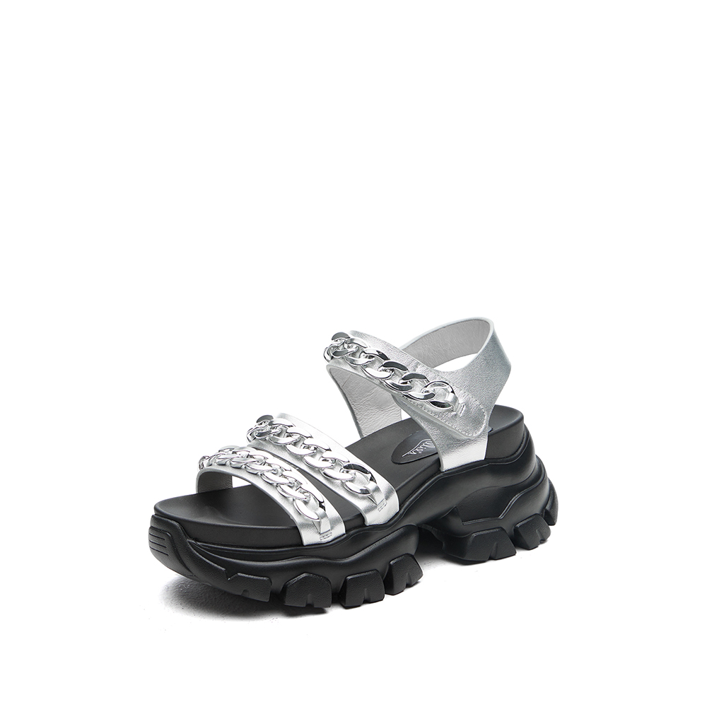 millie's/妙丽2022夏商场同款牛皮时尚休闲厚底女凉鞋576-1BL2