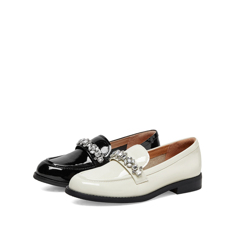 millie's妙丽2023春商场同款漆牛皮闪钻乐福鞋女单鞋SIK13AA3