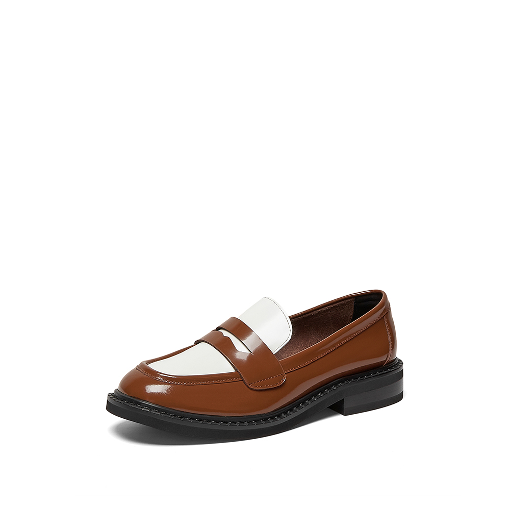 millie's妙丽2023春季新款牛皮学院风乐福鞋女单鞋55169AA3