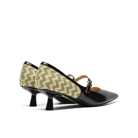 millie's妙丽2024春季玛丽珍时尚拼接一字带通勤单鞋女LKA01AQ4