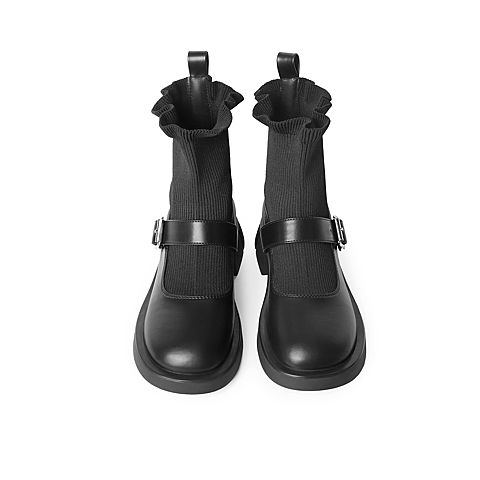 15mins简约袜靴女2021冬新商场同款玛丽珍休闲短靴D5K1DDD1
