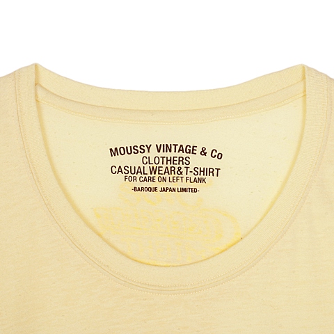 MOUSSY 专柜同款 女款黄色字母图案圆领短袖T恤0106SQ90-1630