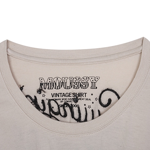 MOUSSY 专柜同款 女款藕粉色背后毛线字母长袖T恤0106SQ90-1020