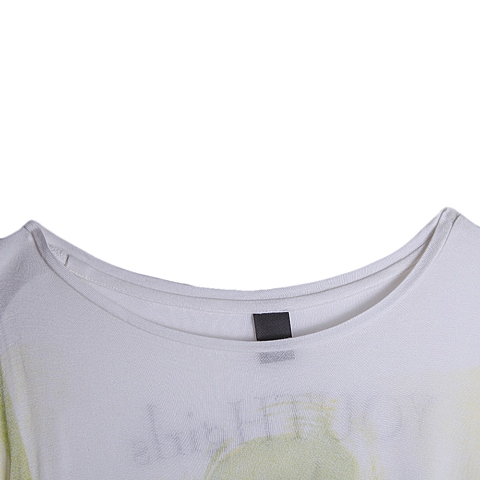 MOUSSY 专柜同款 女款乳白色抽象印花长袖T恤0106SH90-1030