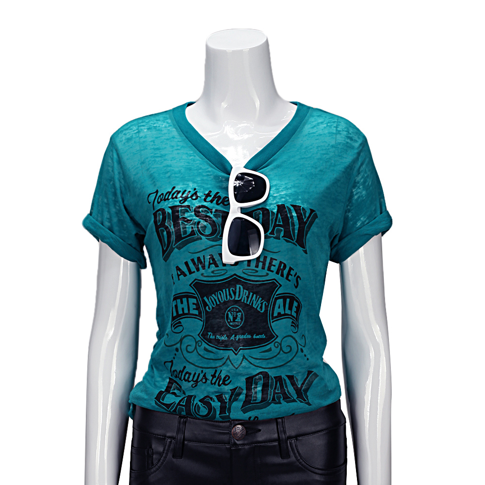 MOUSSY 专柜同款 女款绿色印花短袖T恤0106AQ90-5110