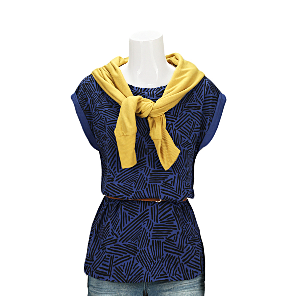 MOUSSY 专柜同款 女款蓝色印花短袖T恤0106AG90-5040