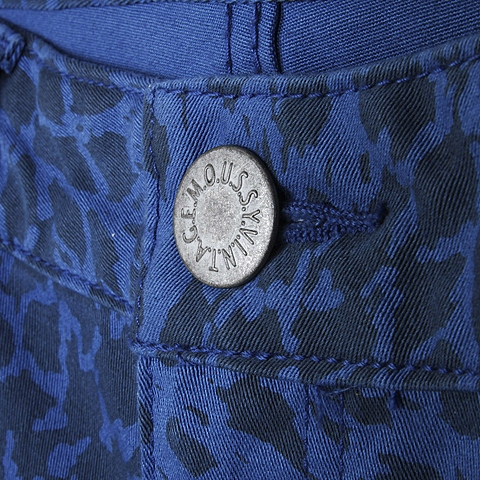 MOUSSY 专柜同款 女款蓝色豹纹点中底腰铅笔长裤0106SW30-0110