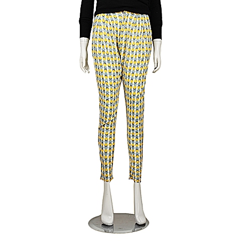 MOUSSY 专柜同款 女款黄色几何图案中腰哈伦长裤0106SN80-3130