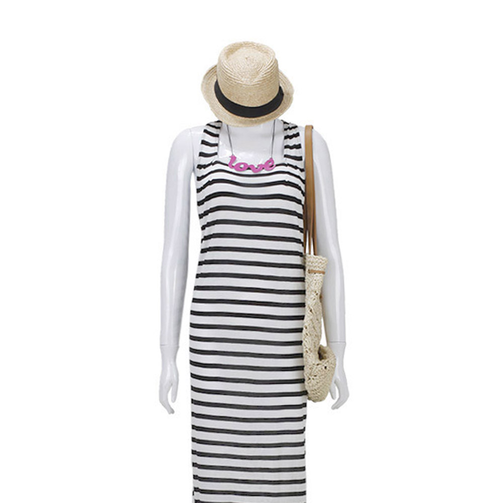 MOUSSY 专柜同款 女款黑白条纹背心连衣裙0106AV80-6290