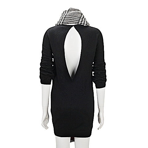 MOUSSY 专柜同款 女款黑色露背针织连衣裙0106SA70-0910