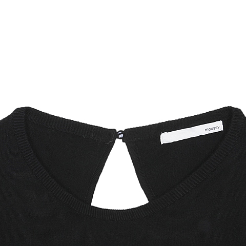 MOUSSY 专柜同款 女款黑色露背针织连衣裙0106SA70-0910