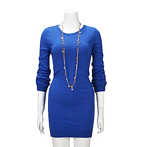 MOUSSY 专柜同款 女款蓝色露背针织连衣裙0106SA70-0910