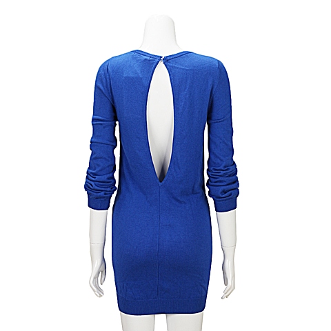 MOUSSY 专柜同款 女款蓝色露背针织连衣裙0106SA70-0910