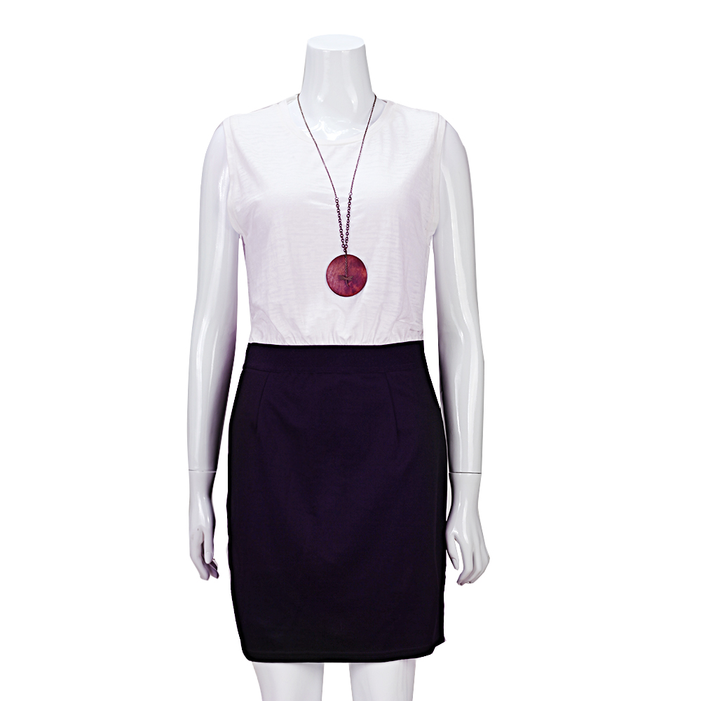 MOUSSY 专柜同款 女款黑白拼色无袖连衣裙0106AT80-6190