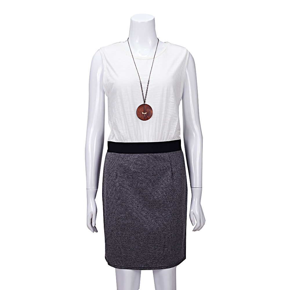 MOUSSY 专柜同款 女款灰白拼色无袖连衣裙0106AT80-6190