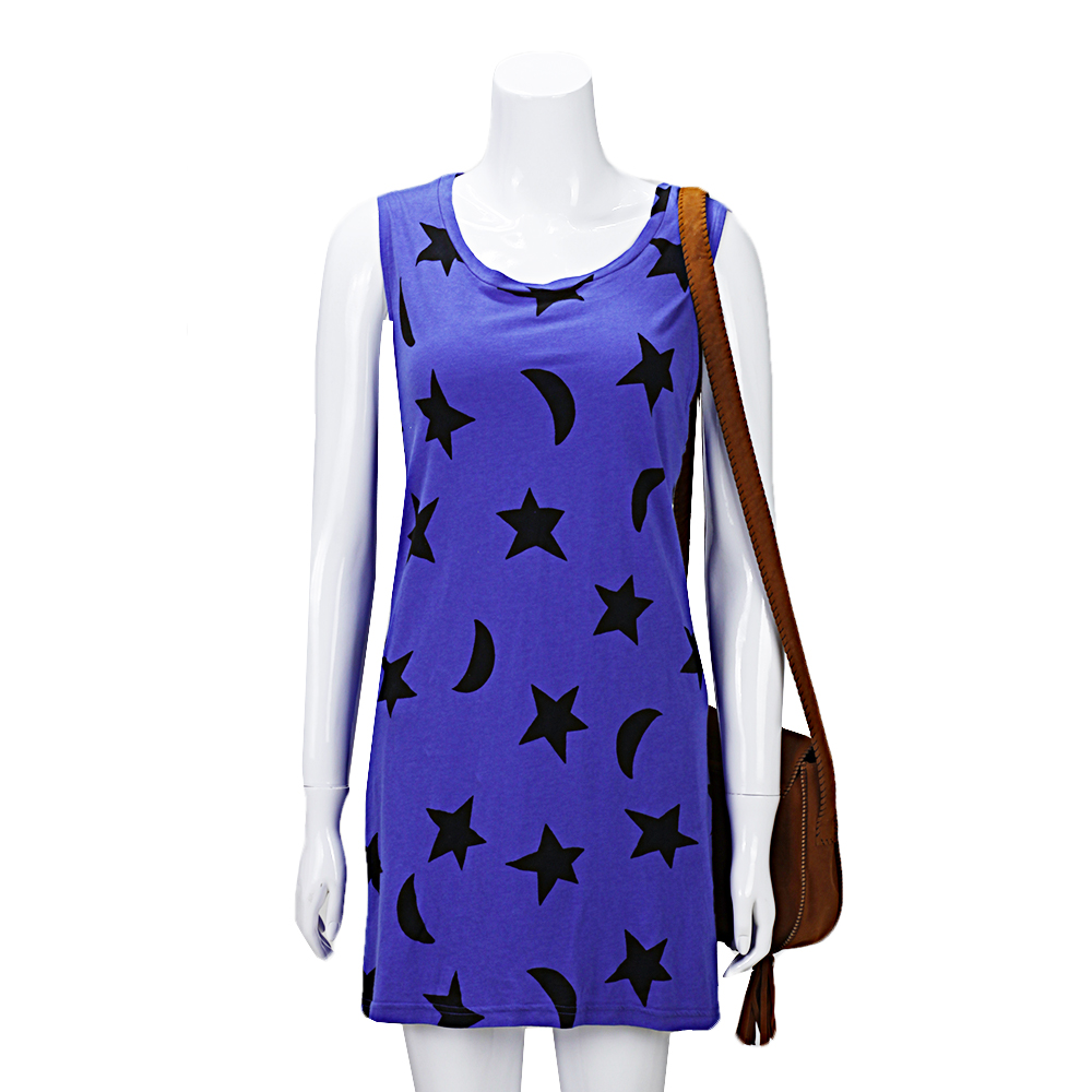 MOUSSY 专柜同款 女款五星图案无袖连衣裙0106SF80-0780